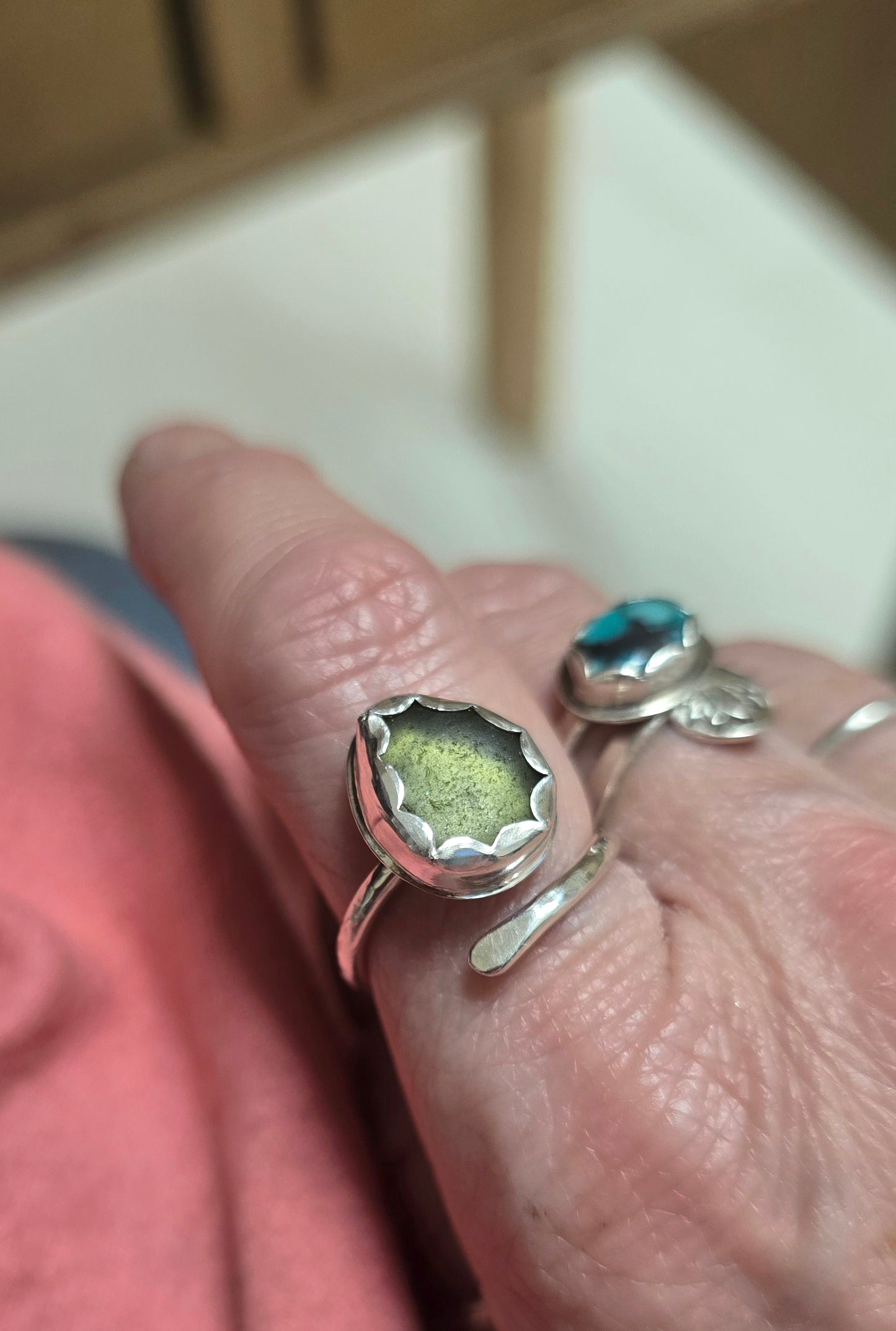 Seaglass wrap ring