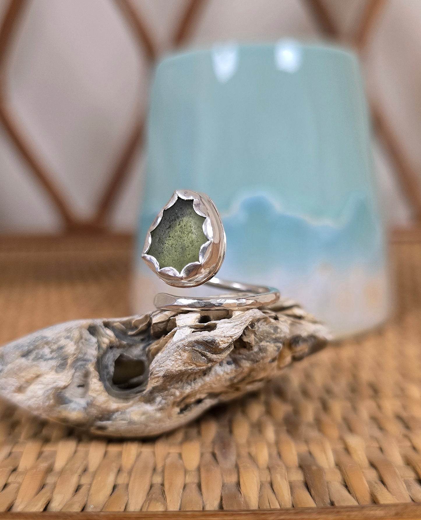 Seaglass wrap ring